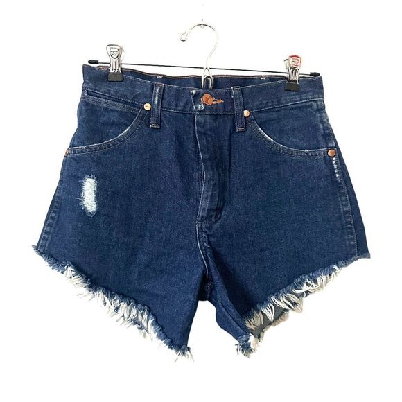 Wrangler Pants - WRANGLER Reworked Distressed Dark Wash Denim Shorts Sz 28